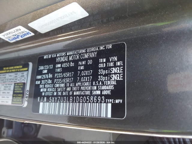 Продажа на аукционе авто 2013 Hyundai Santa Fe Sport, vin: 5XYZU3LB1DG058693, номер лота: 44254322