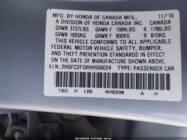 2HGFC2F5XHH506024 Honda Civic Lx