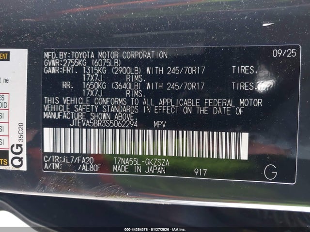 JTEVA5BR3S5062294 Toyota 4RUNNER SR5
