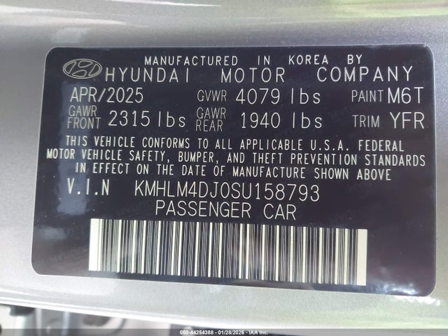 KMHLM4DJ0SU158793 Hyundai Elantra Hybrid Blue