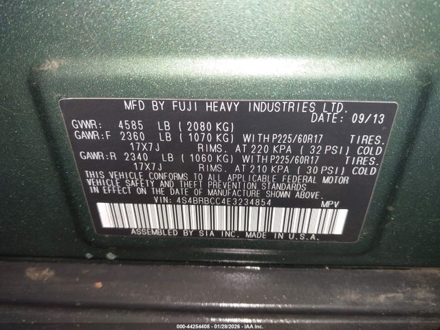 Subaru Outback 2.5i Premium 2014 4S4BRBCC4E3234854 Image 9