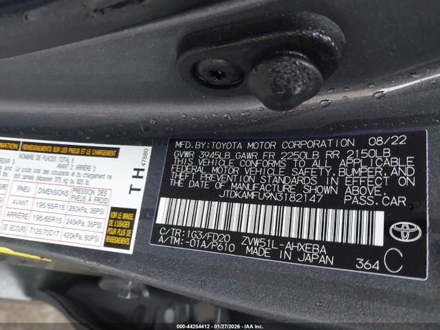 2022 TOYOTA PRIUS JTDKAMFU9N3182147 Photo 8