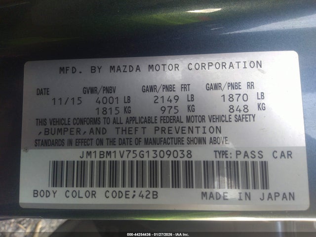 JM1BM1V75G1309038 Mazda Mazda3 I Touring