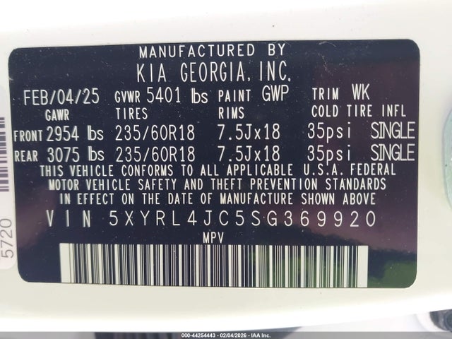 2025 KIA SORENTO 5XYRL4JC5SG369920 Photo 8