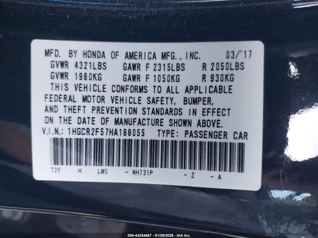 1HGCR2F57HA188055 Honda Accord Sport