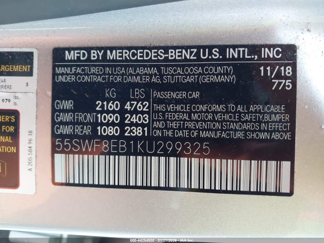 55SWF8EB1KU299325 Mercedes-Benz C-class C 300