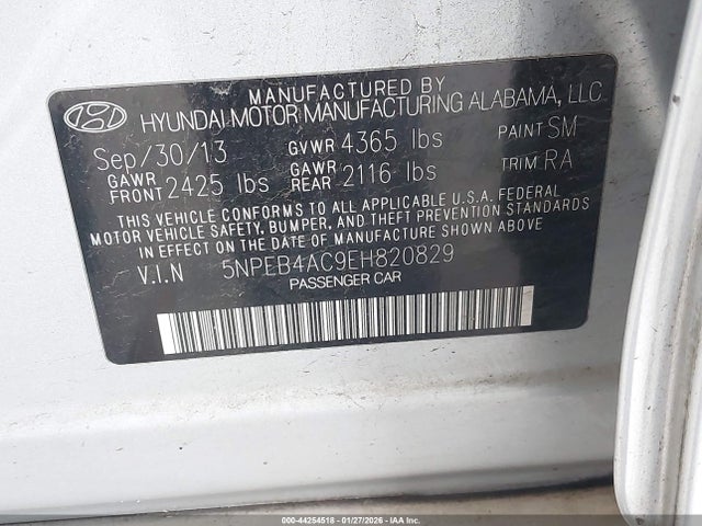 Hyundai SONATA GLS 2014 5NPEB4AC9EH820829 Image 9