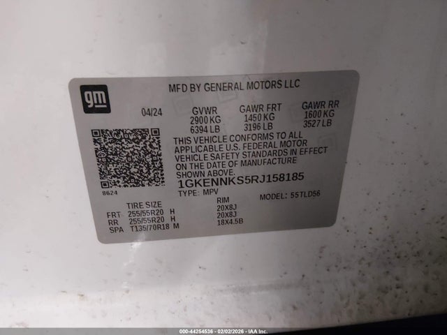 Aukcja sprzedaży 2024 Gmc Acadia Awd Elevation, vin: 1GKENNKS5RJ158185, numer aukcji: 44254536