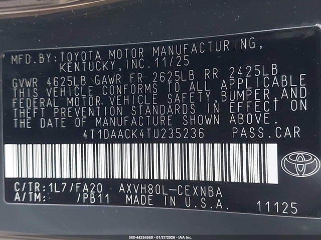 Toyota CAMRY LE 2026 4T1DAACK4TU235236 Image 9