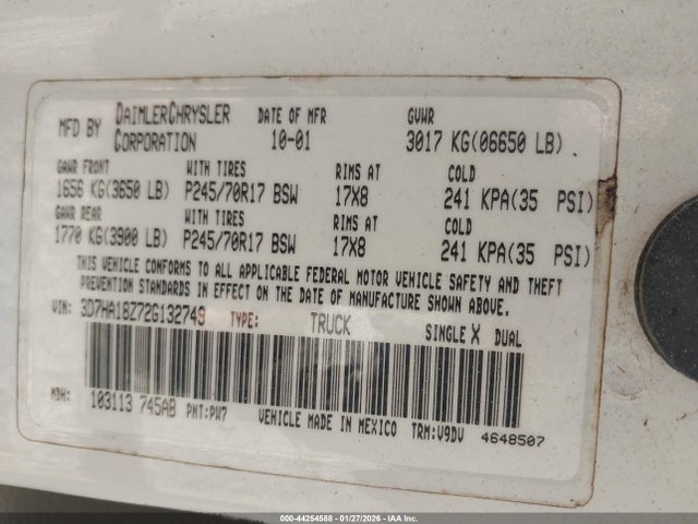 2002 DODGE RAM 1500 3D7HA18Z72G132749 Photo 8