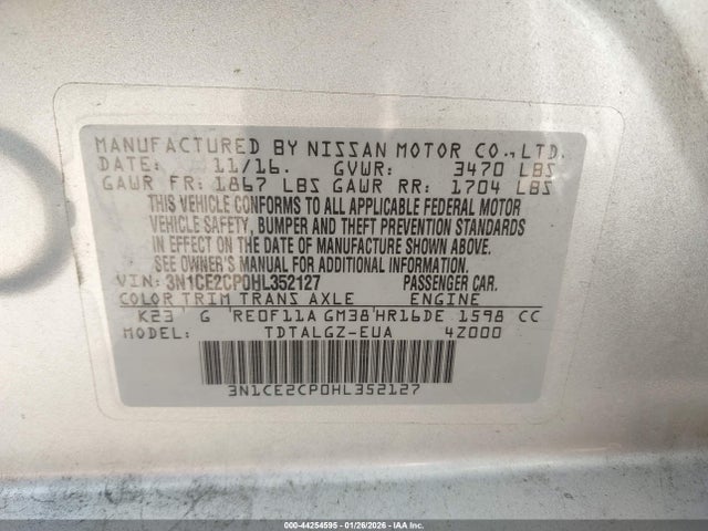 3N1CE2CP0HL352127 Nissan Versa Note Sr