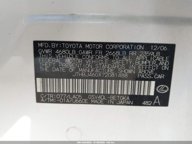 2007 LEXUS ES 350 JTHBJ46GX72081488 Photo 8