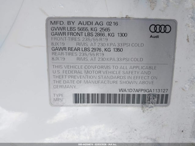 2016 AUDI Q5 WA1D7AFP9GA113127 Photo 8