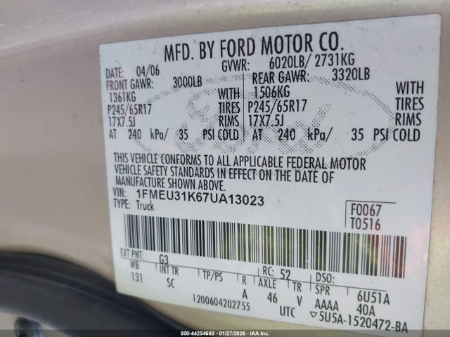 2007 FORD EXPLORER SPORT TRAC 1FMEU31K67UA13023 Photo 8