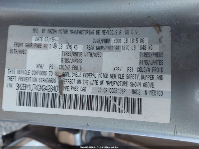 Продаж на аукціоні авто 2016 Mazda Mazda3 I Sport, vin: 3MZBM1U74GM242840, номер лоту: 44254688