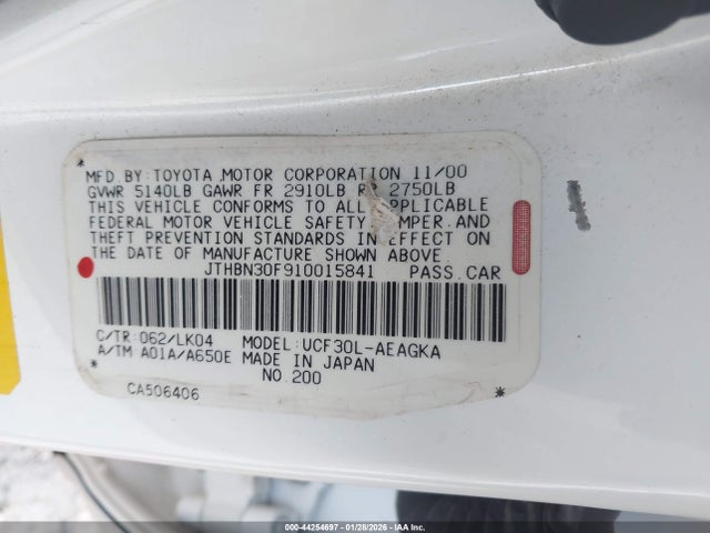 44254697 :رقم المزاد ، JTHBN30F910015841 vin ، 2001 Lexus Ls 430 مزاد بيع