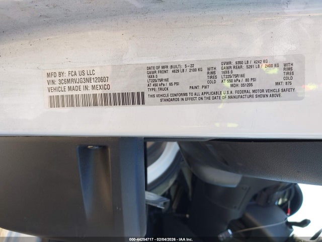 2022 RAM PROMASTER 3500 3C6MRVJG3NE120607 Photo 8
