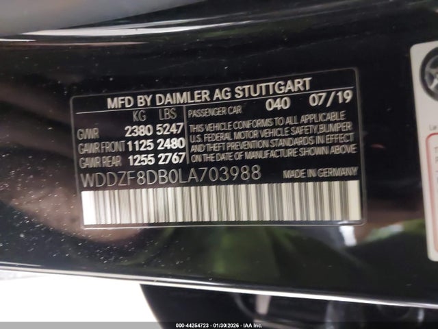Aukcja sprzedaży 2020 Mercedes-benz E 350, vin: WDDZF8DB0LA703988, numer aukcji: 44254723