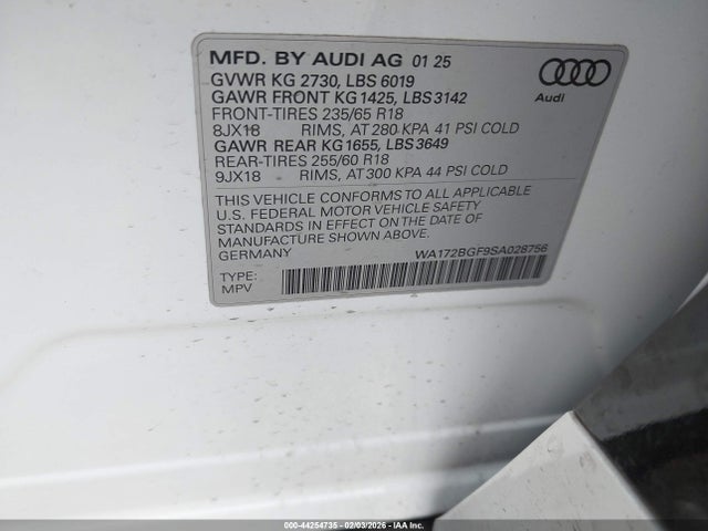 2025 AUDI Q6 E-TRON WA172BGF9SA028756 Photo 8