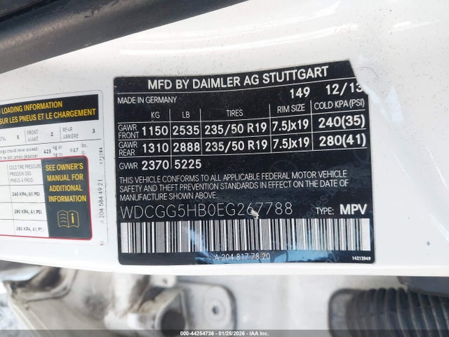 44254736 :رقم المزاد ، WDCGG5HB0EG267788 vin ، 2014 Mercedes-benz Glk 350 مزاد بيع