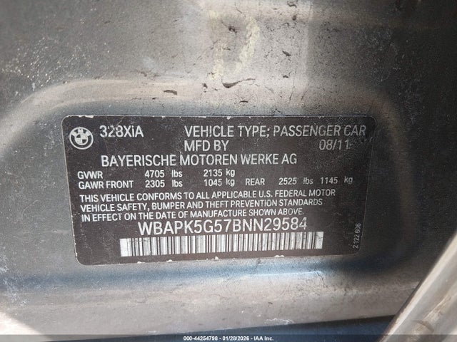 Aukcja sprzedaży 2011 Bmw 328i Xdrive, vin: WBAPK5G57BNN29584, numer aukcji: 44254798