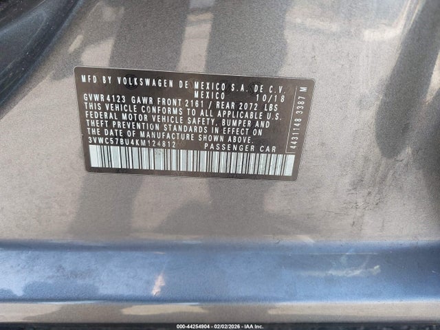 3VWC57BU4KM124812 Volkswagen Jetta 1.4t R-line/1.4t S/1.4t Se