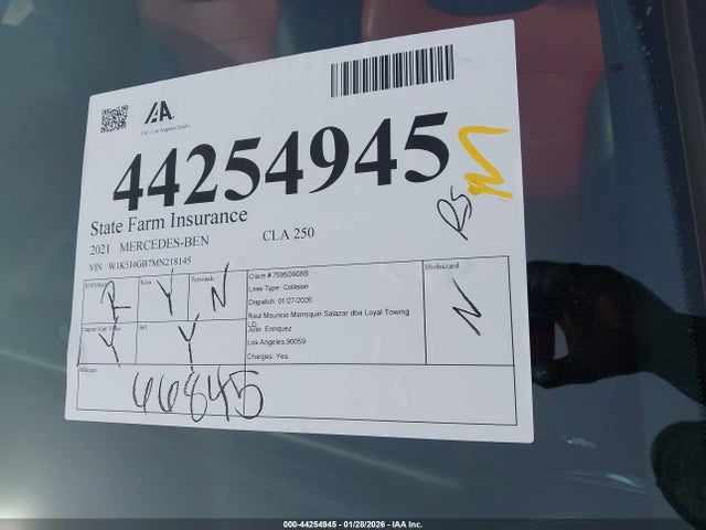 W1K5J4GB7MN218145 Mercedes-Benz CLA 250