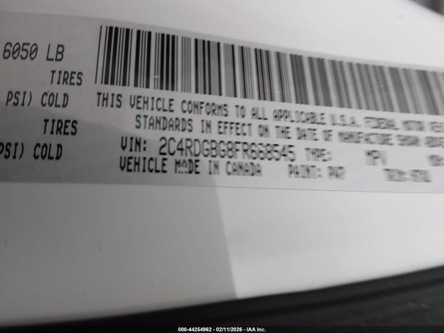Aukcja sprzedaży 2015 Dodge Grand Caravan Se, vin: 2C4RDGBG8FR668545, numer aukcji: 44254962