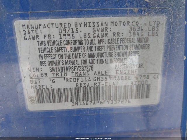 3N1AB7AP8FY337276 Nissan SENTRA SR