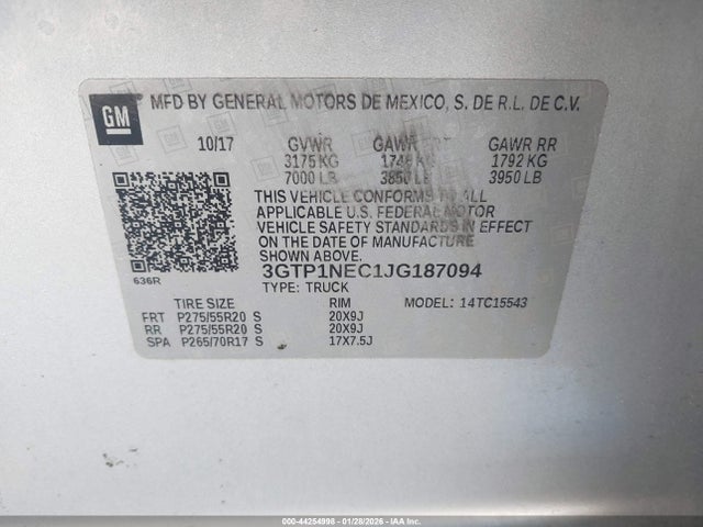 3GTP1NEC1JG187094 GMC Sierra 1500 Slt