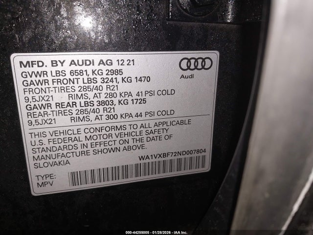 2022 AUDI Q7 WA1VXBF72ND007804 Photo 8