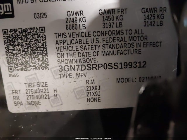 3GN7DSRP0SS199312 Chevrolet Equinox Ev Rs