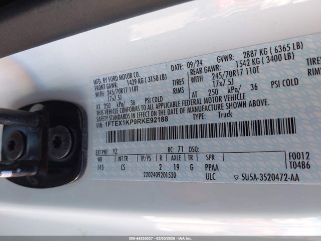 1FTEX1KP9RKE92188 Ford F-150 Xl