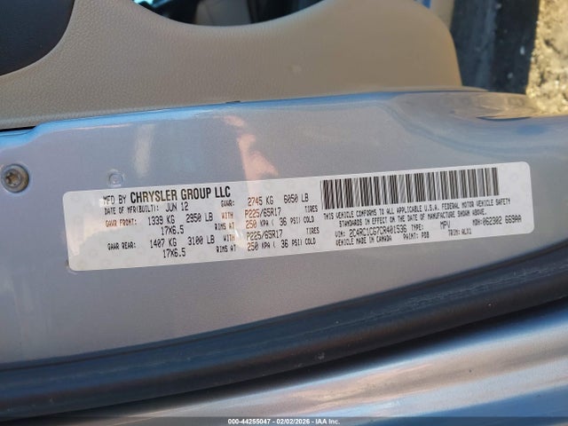 Продажа на аукционе авто 2012 Chrysler Town & Country Touring-l, vin: 2C4RC1CG7CR401536, номер лота: 44255047