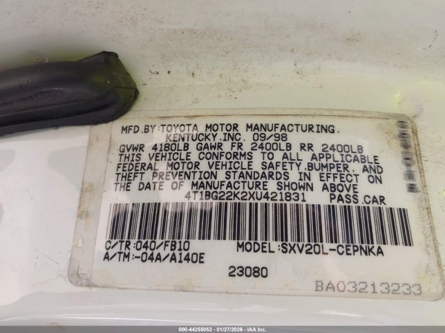 1999 TOYOTA CAMRY 4T1BG22K2XU421831 Photo 8