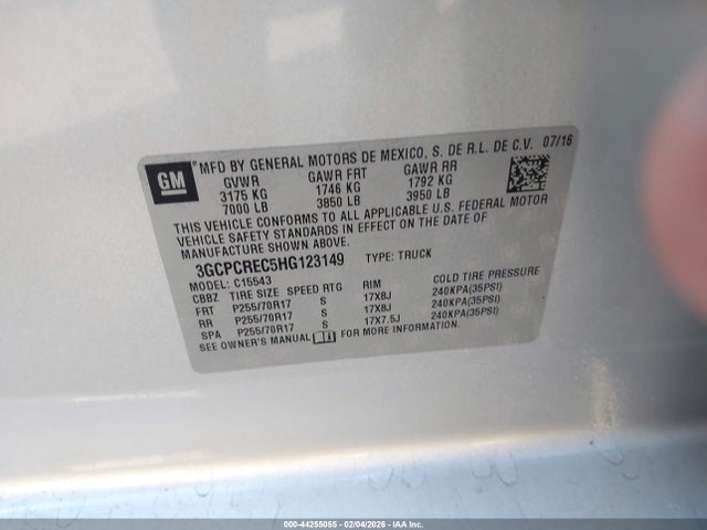3GCPCREC5HG123149 Chevrolet Silverado 1500 1lt