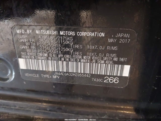 Продаж на аукціоні авто 2017 Mitsubishi Outlander Se, vin: JA4AD3A32HZ055442, номер лоту: 44255067