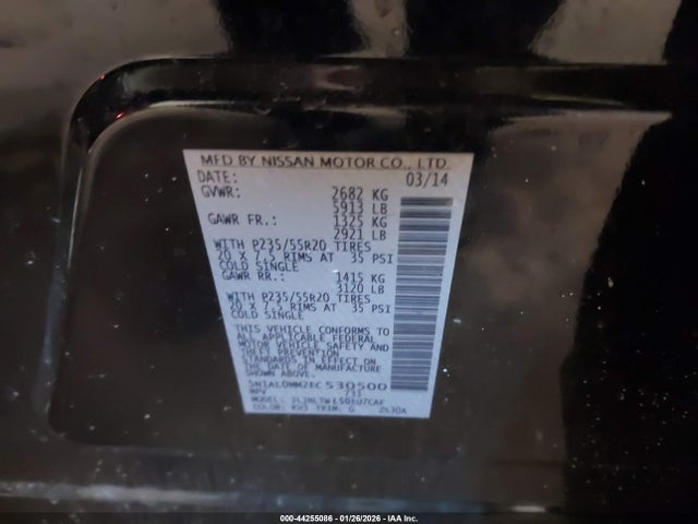 5N1AL0MM2EC530500 Infiniti QX60