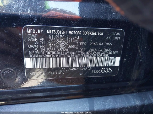 2022 MITSUBISHI OUTLANDER JA4J3VA84NZ026692 Photo 8