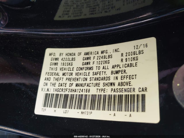 1HGCR2F3XHA124168 Honda ACCORD LX