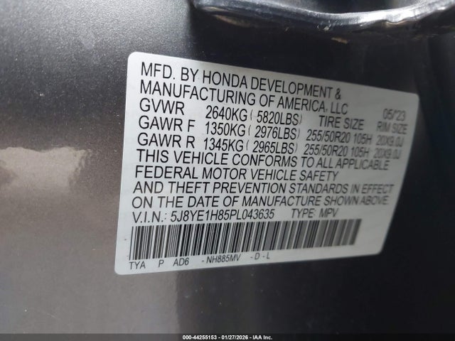 Aukcja sprzedaży 2023 Acura Mdx Advance Package, vin: 5J8YE1H85PL043635, numer aukcji: 44255153