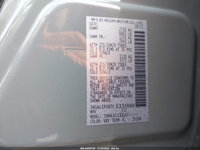5N1AL1FS6TC335000 Infiniti Qx60 Luxe Awd
