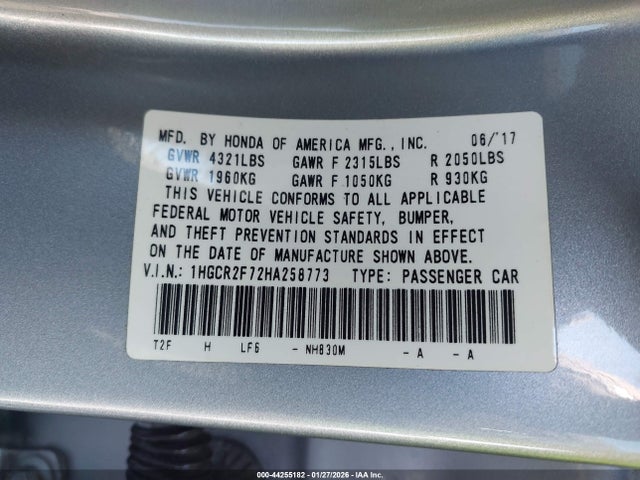 1HGCR2F72HA258773 Honda ACCORD EX