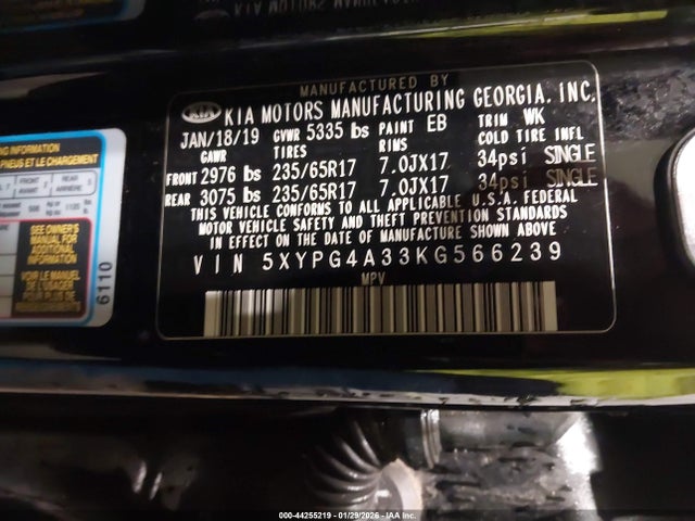 2019 KIA SORENTO 5XYPG4A33KG566239 Photo 8