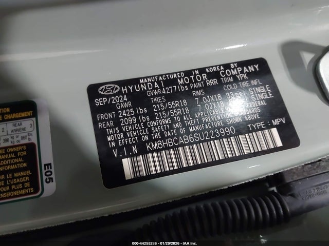 44255286 :رقم المزاد ، KM8HBCAB6SU223990 vin ، 2025 Hyundai Kona Sel مزاد بيع