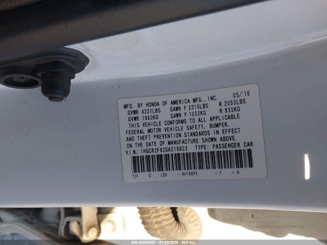 1HGCR2F92GA219603 Honda Accord Ex-l