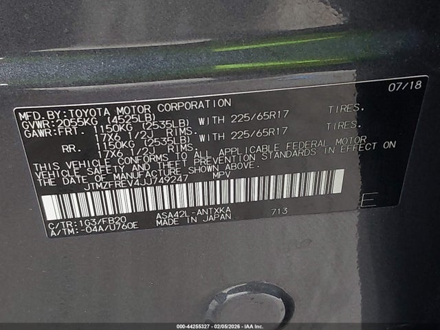 JTMZFREV4JJ749247 Toyota RAV4 LE