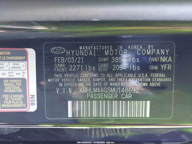 KMHLM4AG5MU148692 Hyundai ELANTRA SEL