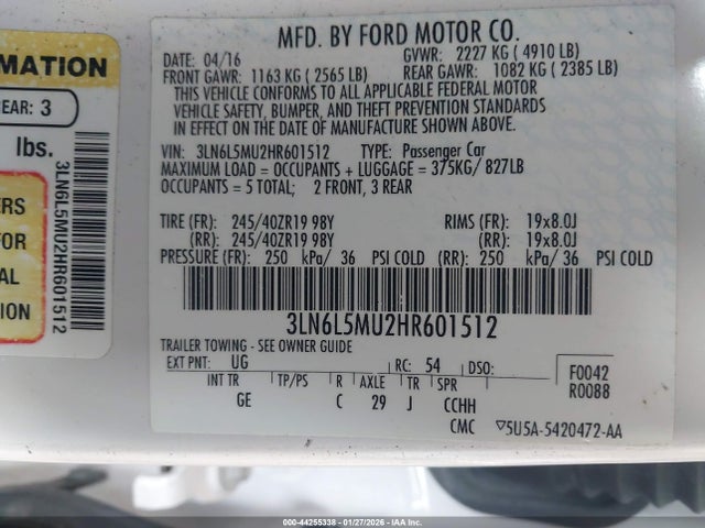 3LN6L5MU2HR601512 Lincoln Mkz Hybrid Reserve