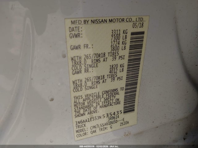 2018 NISSAN TITAN 1N6AA1E55JN535435 Photo 8